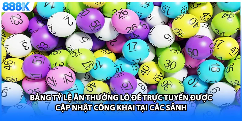 Bảng tỷ lệ ăn thưởng lô đề trực tuyến được cập nhật công khai tại các sảnh